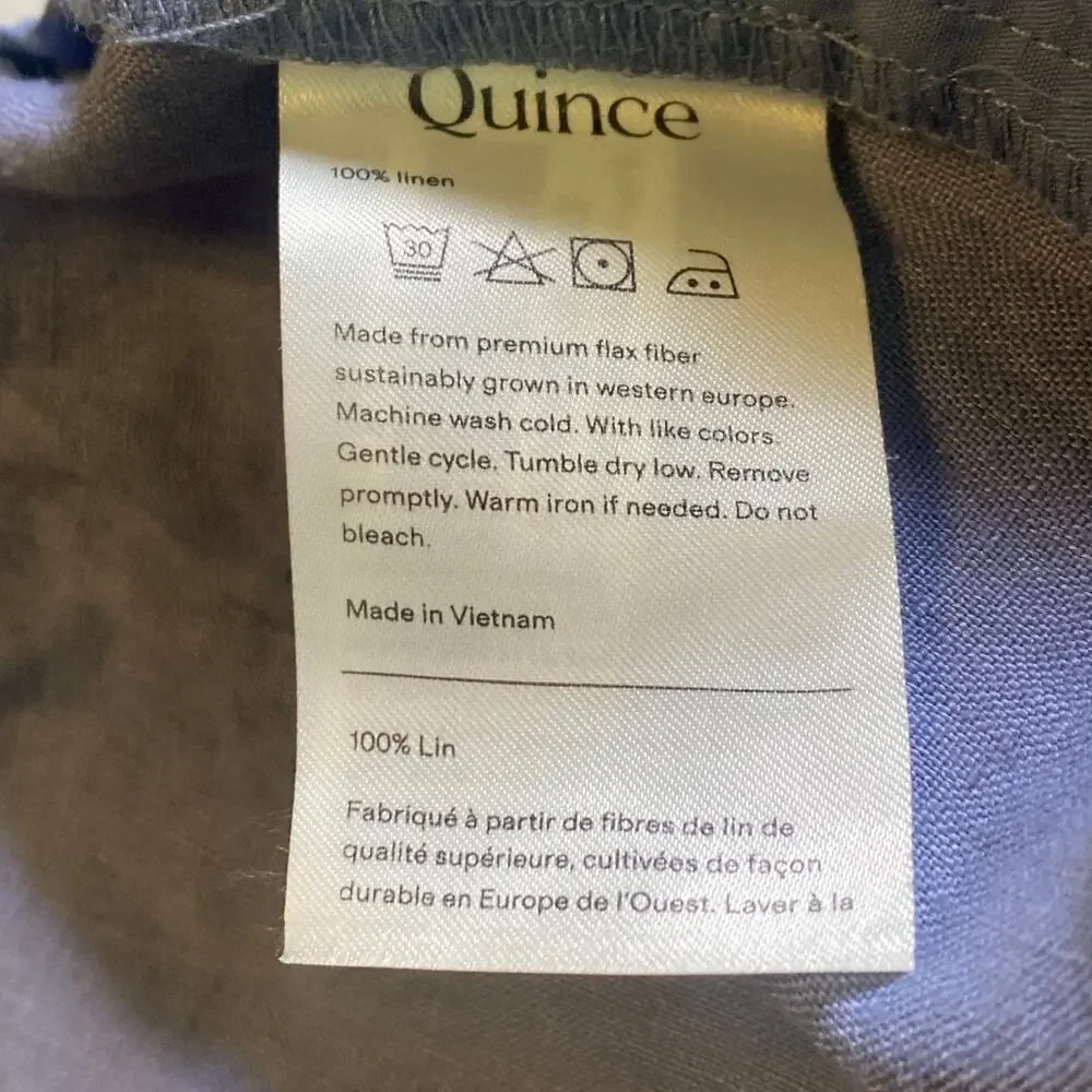 Quince Pants 100% European Linen Womens XL Moonstone Blue Pants Pockets
